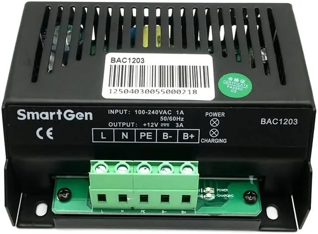 Carregador de Bateria Inteligente Original Smartgen BAC1203 12V 3A 50/60Hz Retificador de Bateria Automático para Geradores