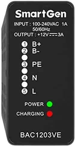 Carregador de Bateria Smartgen BAC1203VE (12V3A), Montagem em Trilho DIN