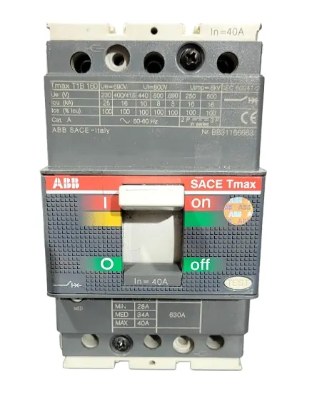 Disjuntor em Caixa Moldada Tripolar ABB SACE Tmax T1B160 40A 1SDA050874R1