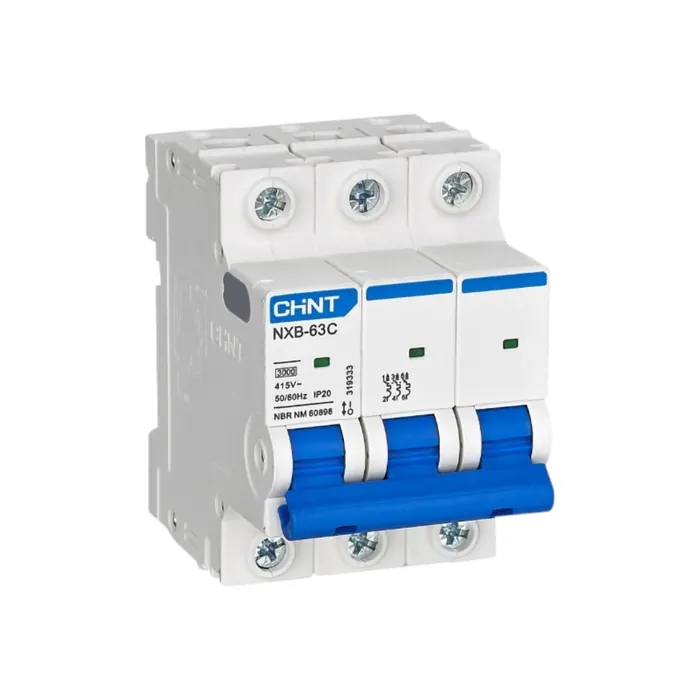 Disjuntor Tripolar Mini Chint nxb-63c 10A 3kA - Pn 319327