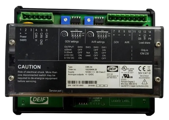 Módulo de Controle DEIF IOM 230 12/24V 2A Controlador para Gerador