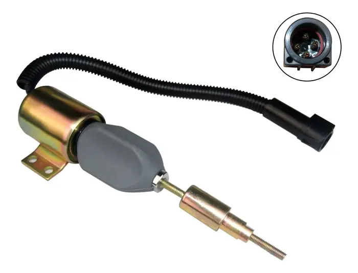 Válvula Solenoide de Corte de Combustível para Motor Diesel Cummins VW/FORD CARGO 12V 4 Fios (CONECTOR REDONDO) 14220, 16170, 16220, 16300, 24250